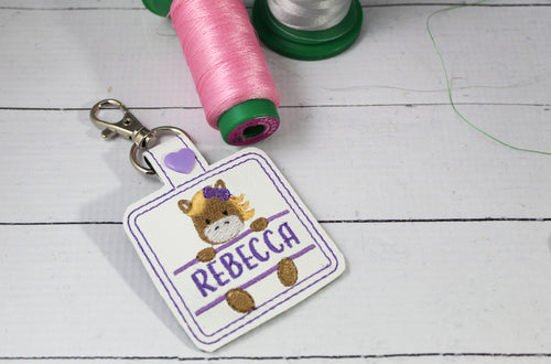 Horse snap tab Personalized Bag Tag for 4x4 hoops