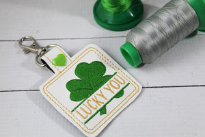 Split Shamrock snap tab Personalized Bag Tag for 4x4 hoops