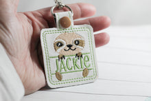 Sloth Personalized snap tab In the Hoop embroidery design