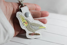 Cockatiel Snap tab In the Hoop embroidery design