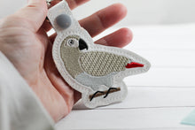 African Grey Parrot snap tab In the Hoop embroidery design