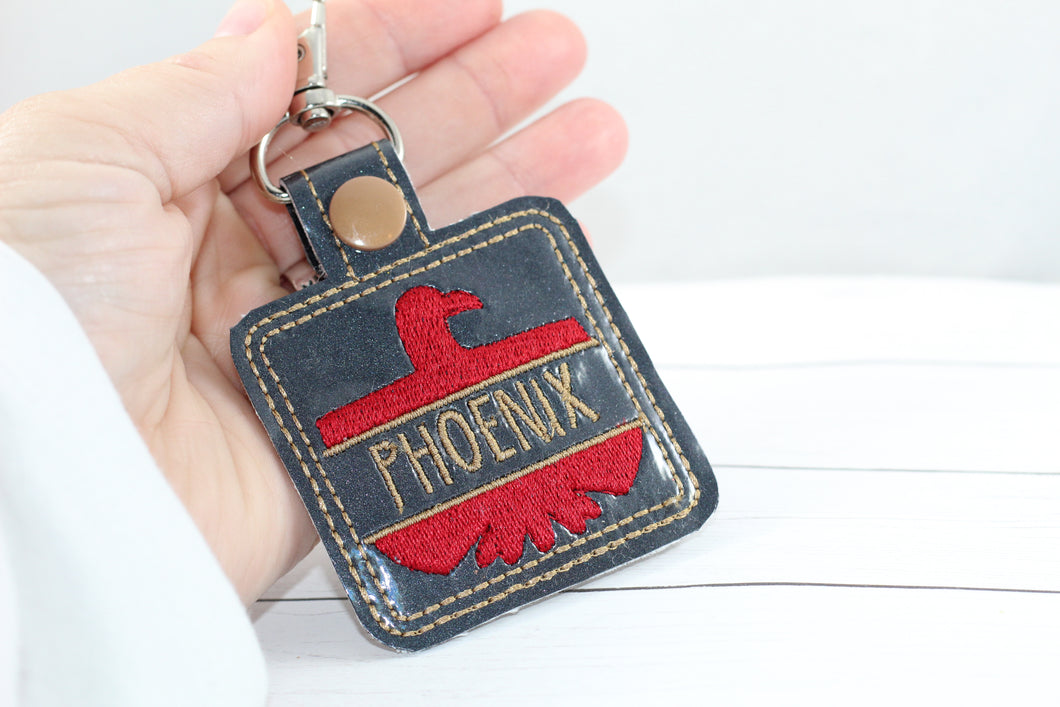 Firebird Phoenix Thunderbird snap tab Personalized Bag Tag for 4x4 hoops