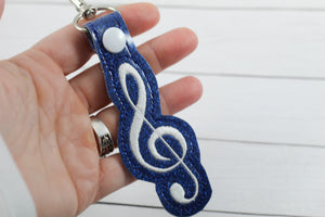 Treble Clef snap tab In The Hoop embroidery design