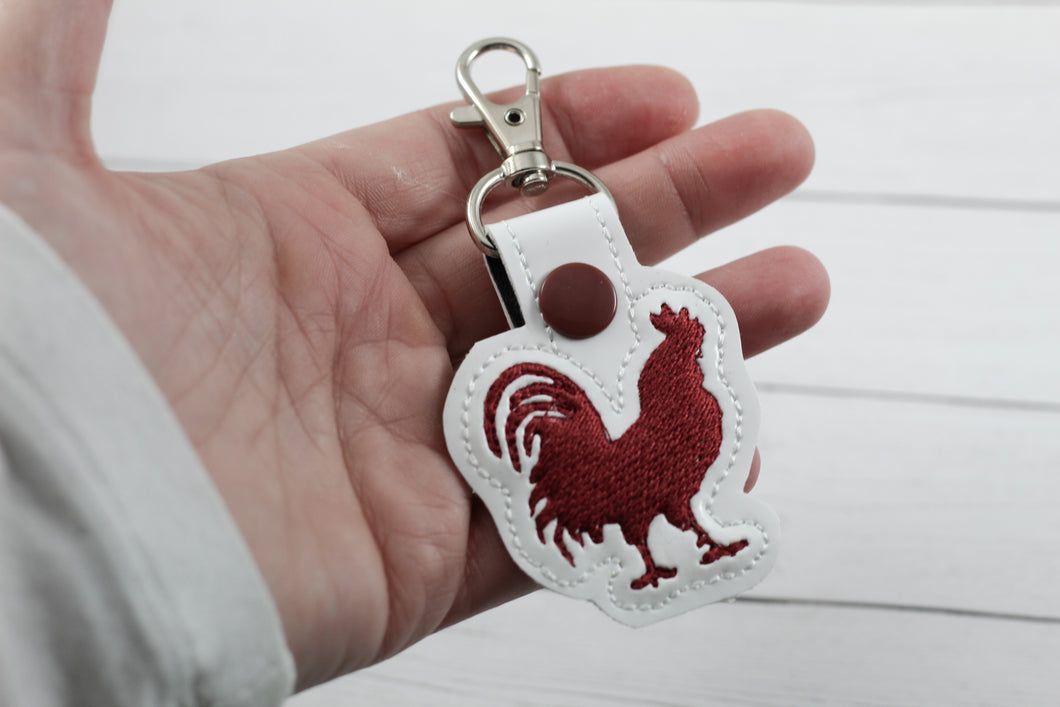 Tiny Rooster snap tab embroidery design