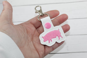 Tiny Pig snap tab embroidery design