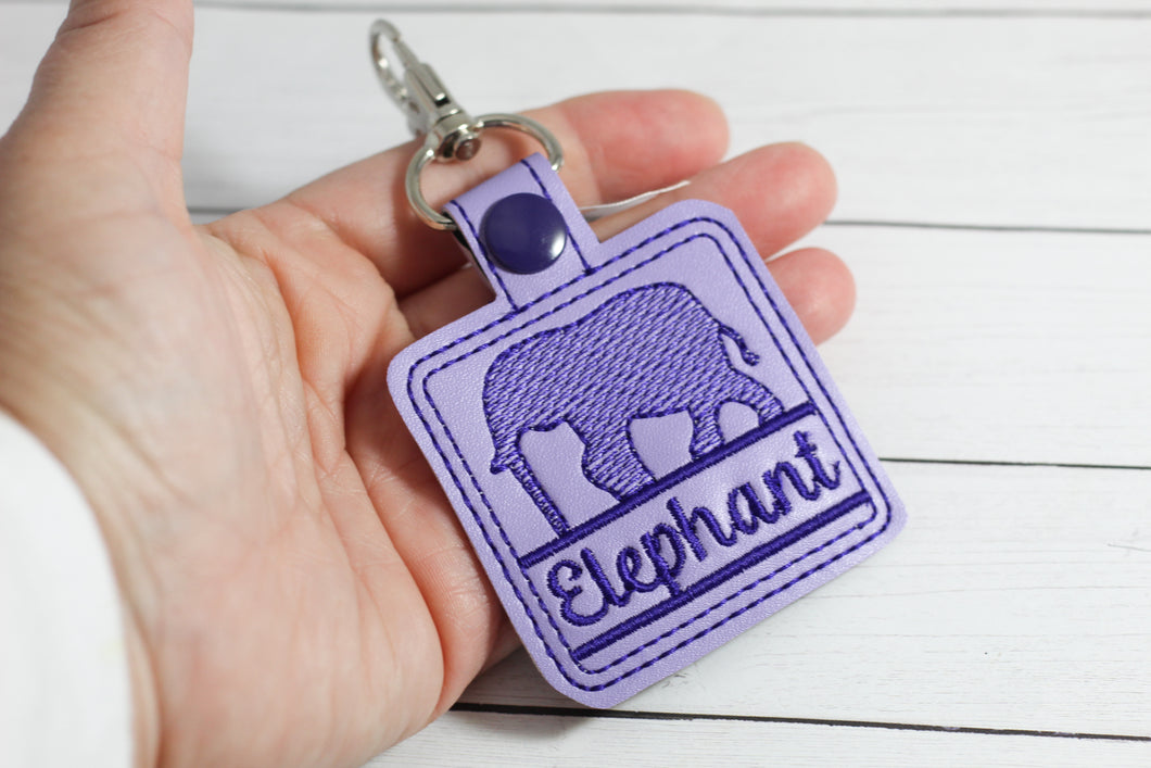 Elephant Silhouette Personalized Bag Tag for 4x4 hoops