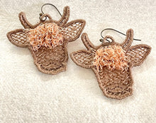 Highland Cow FSL AND Fringe Earrings - In the Hoop Freestanding Lace Earrings