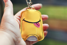 Smiley Face with Tongue Hand Sanitizer Holder Snap Tab Version In the Hoop Embroidery Project 1 oz BBW for 5x7 hoops