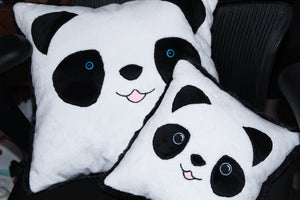 Oreiller carré Panda dans le cerceau et motif de broderie à coudre