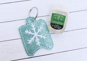 Snowflake Hand Sanitizer Holder Eyelet Version In the Hoop Embroidery Project 1 oz BBW for 4x4 hoops