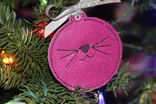 Cat Face Christmas Ornament for 4x4 hoops