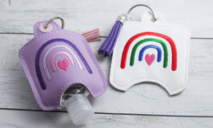 Rainbow Hand Sanitizer Holder Eyelet Version In the Hoop Broderie Project 2 oz pour cerceaux 4x4