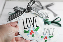 Farm Fresh LOVE HOPE PEACE JOY Christmas Ornament SET for 4x4 hoops
