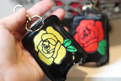 Rose Sanitizer Holder Snap Tab Version In the Hoop Embroidery Project 1 oz BBW for 5x7 hoops