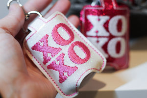 XOXO Hand Sanitizer Holder Snap Tab Version In the Hoop Embroidery Project 1 oz BBW for 5x7 hoops