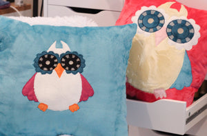 Owl Square Pillow Applique And Sewing Embroidery Design