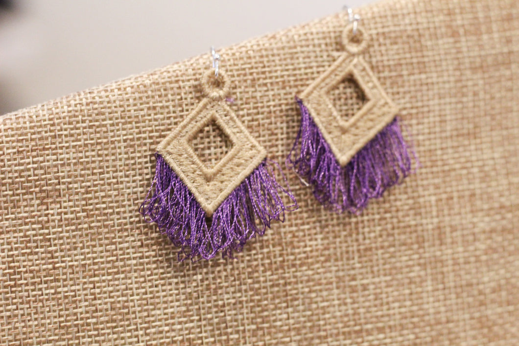 Courage Freestanding Lace Fringe Earrings embroidery design  FSL