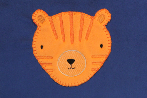 Tiger Face Applique Design - Four Sizes 4x4 5x7, 6x10, 8x12