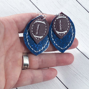 Football Stitching Layers Earrings and Pendant embroidery design for Vinyl and Leather