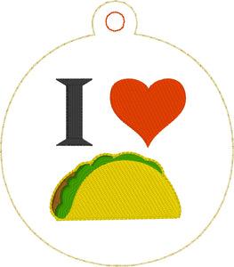 I Heart Tacos Christmas Ornament for 4x4 hoops