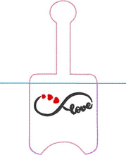 Infinity Love Hand Sanitizer Holder Snap Tab Versión en el proyecto de bordado de aro 1 oz BBW para aros 5x7