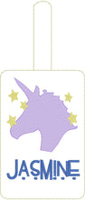 Unicorn and Stars Double Sided Luggage Tag Design for 5x7 Hoops