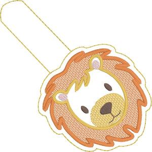 Lion Face snap tab embroidery design
