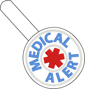 Medical Alert BLANK snap tab embroidery design