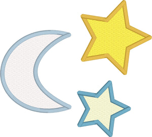 Moon and Stars Applique Shapes for 4x4