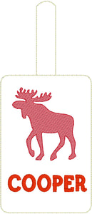 Moose Double Sided Luggage Tag Design for 5x7 Hoops