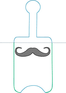 Mustache Hand Sanitizer Holder Snap Tab Version In the Hoop Embroidery Project 3 oz DT for 5x7 hoops
