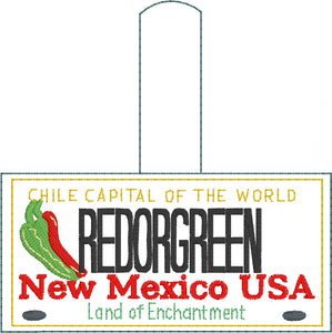 New Mexico Plate Embroidery Snap Tab