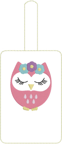 Owl Double Sided Luggage Tag Design for 5x7 Hoops