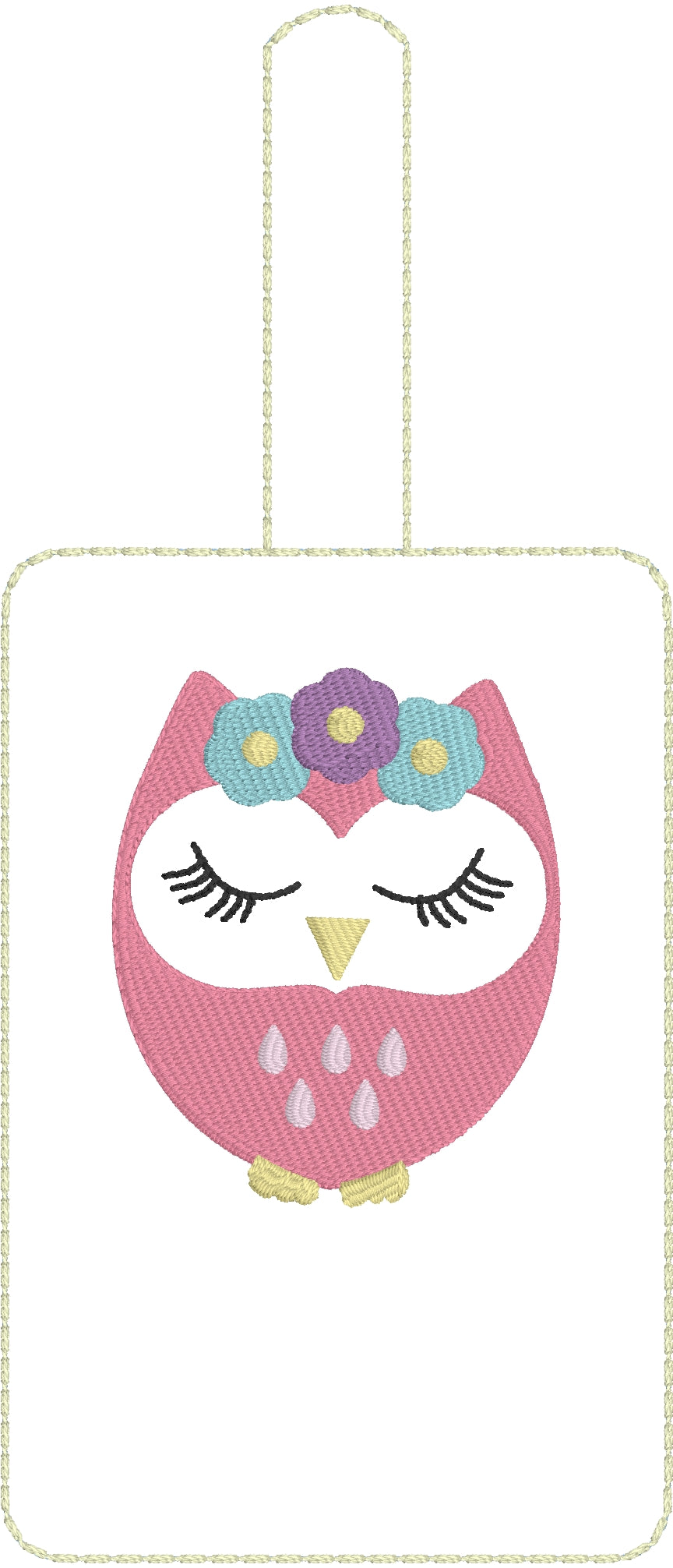 Owl Double Sided Luggage Tag Design for 5x7 Hoops