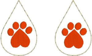 Paw Print Teardrop Earrings embroidery design