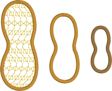 Diseño de bordado de apliques de maní - tamaños de 2 pulgadas, 3 pulgadas y 4 pulgadas incluidos