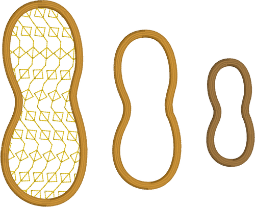 Peanut Applique Embroidery Design - 2 inch 3 inch and 4 inch sizes included