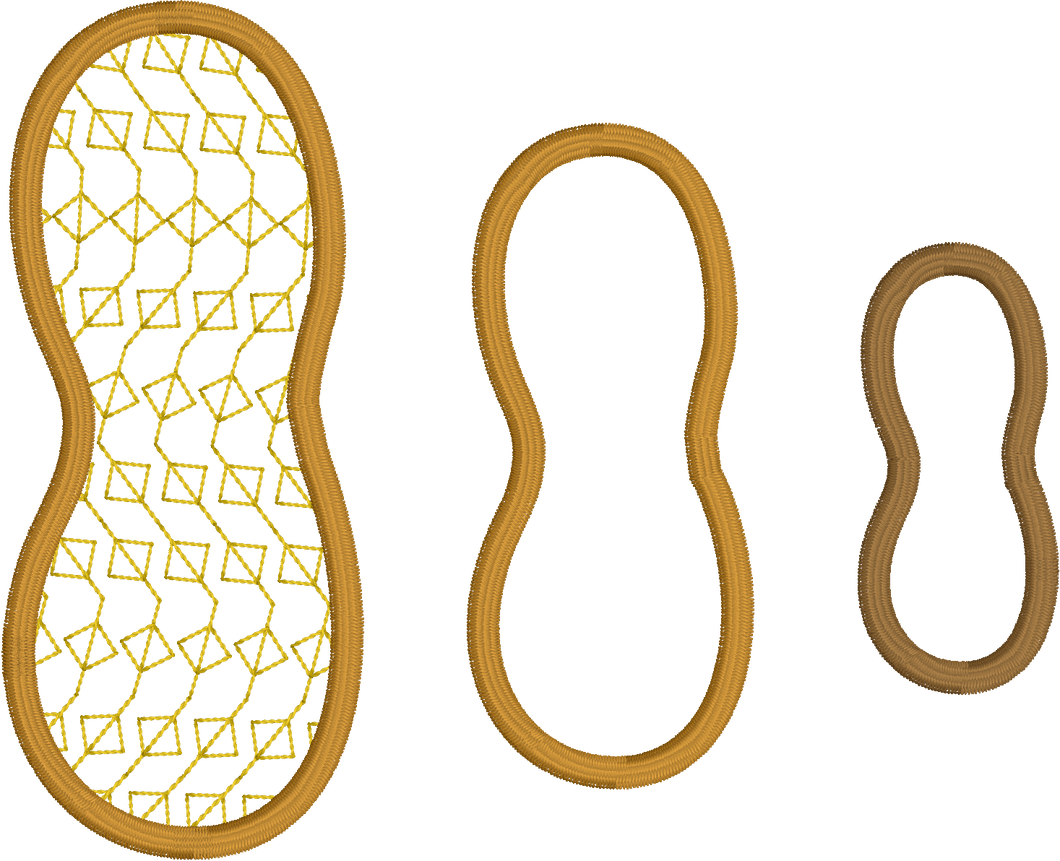 Peanut Applique Embroidery Design - 2 inch 3 inch and 4 inch sizes included