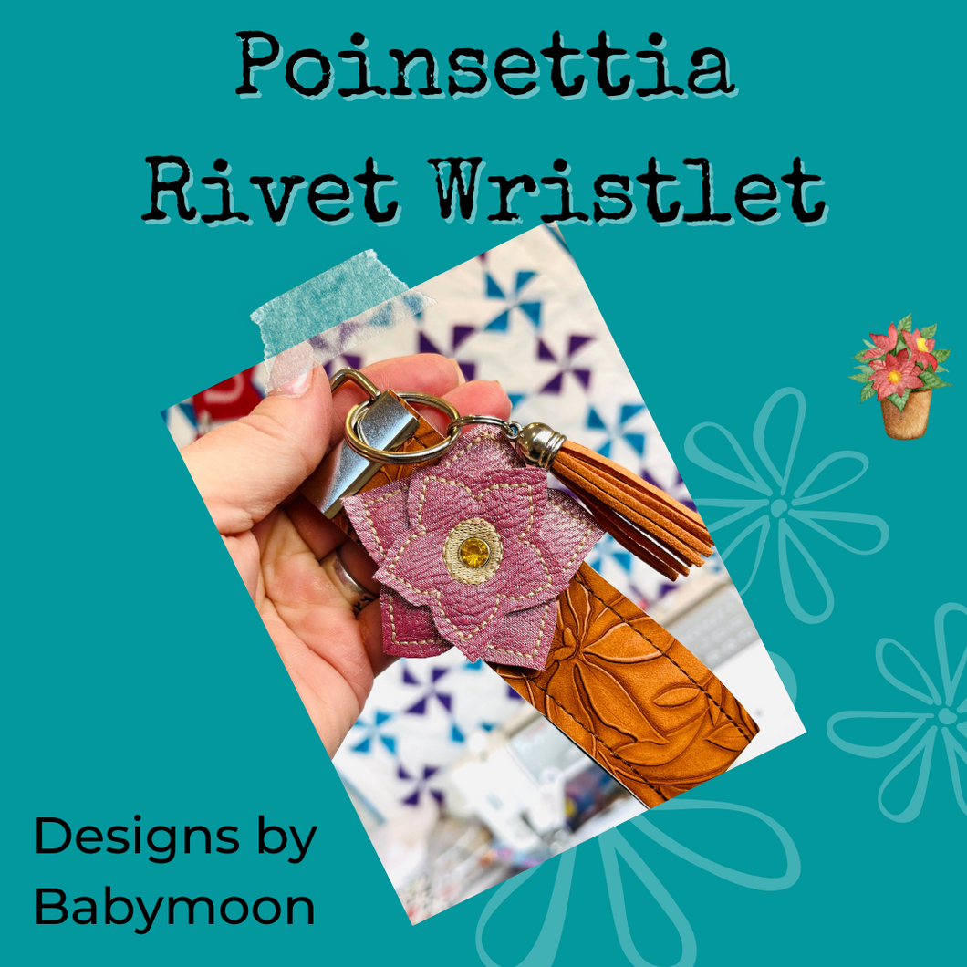 Poinsettia Rivet Wristlet Keyfob 5x7 6x10 8x12