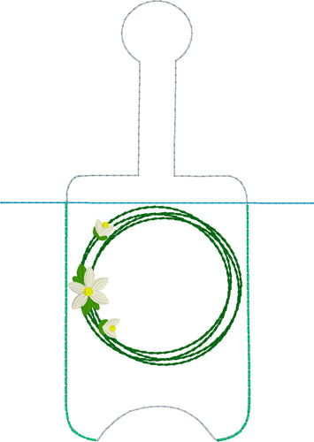 Rain Lily Monogram Hand Sanitizer Holder Snap Tab Version In the Hoop Embroidery Project 3 oz DT for 5x7 hoops