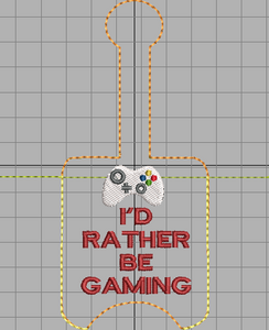 I'd Rather Be Gaming Gamer Hand Sanitizer Holder Snap Tab Version In the Hoop Embroidery Project 1 oz for 5x7 hoops