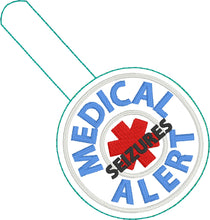 Medical Alert SEIZURES snap tab embroidery design