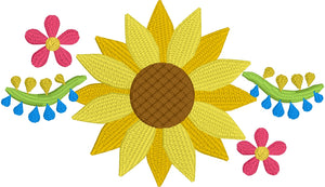 Sunflower Floral 4x4 Embroidery Design