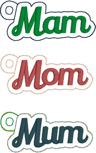 Mam Mom Mum Word Art Eyelet Tags