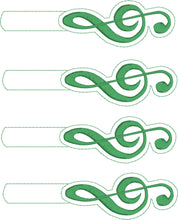 Treble Clef snap tab In The Hoop embroidery design
