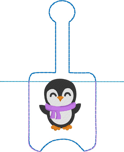 Soporte para desinfectante de manos Penguin Versión con pestaña a presión en el proyecto de bordado de aro 1 oz BBW para aros 5x7