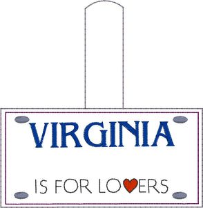 Virginia Plate Embroidery Snap Tab