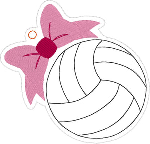 Volleyball with Bow Eyelet Tag Ornament