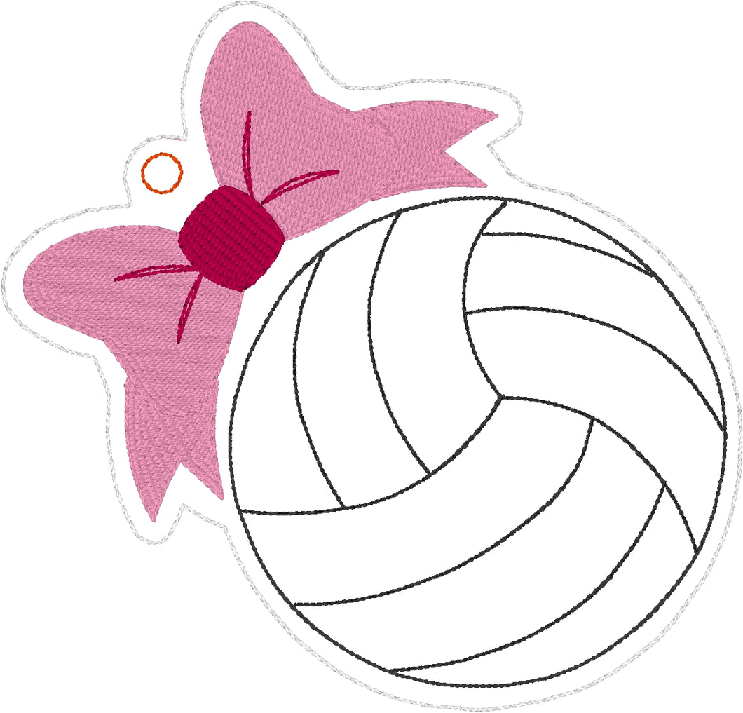 Volleyball with Bow Eyelet Tag Ornament