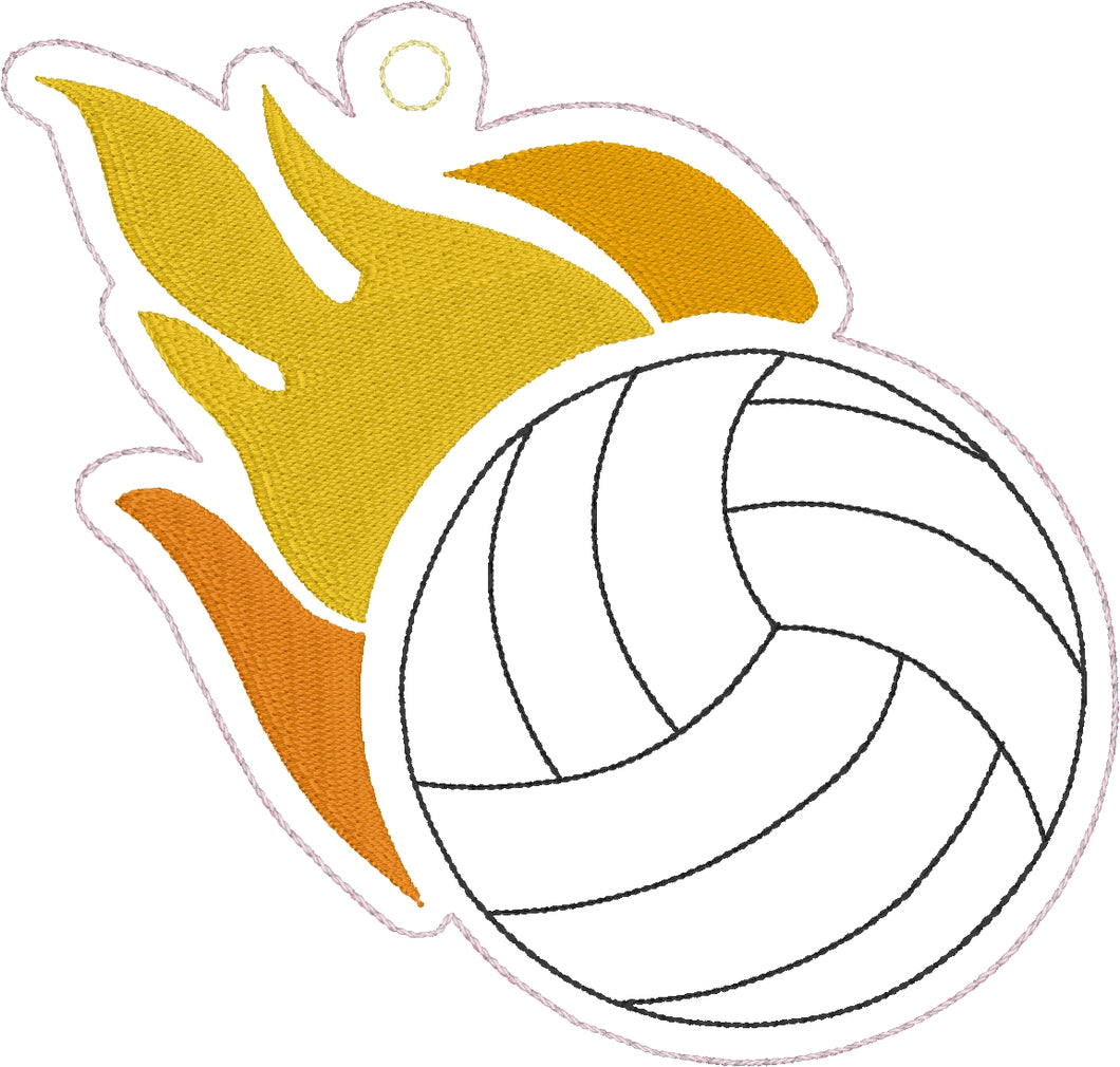 Volleyball with Flames Eyelet Tag Ornament
